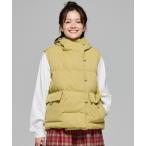 ベスト ジレ 「配色・暖かい」中綿フードベスト レディース