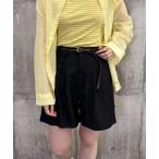 ショッピングハーフパンツ レディース パンツ ベルト付きハーフパンツ レディース