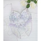 ブラジャー ショーツセット 「美谷間＆丸胸を叶える！ナチュ盛りメイクブラ♪」上下セット/A~D/脇高パステルガーリーフラワー刺繍