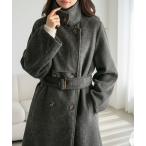 トレンチコート コート 「mily bilet」どの角度から見てもかわいく冬のスタイルを格上げ。フェザーショートシャギーバックル使いコート（ミドル丈）