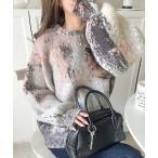 ニット セーター 「JaVaジャバコラボ」ふんわり包まれる、冬映え主役ニットアブストラクト柄ぽわん袖ニット（長袖） レディース