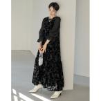 「Re_EDIT」 長袖ワンピース MEDIUM ブラック レディース