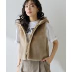 ベスト ジレ ムートンフードジレ レディース