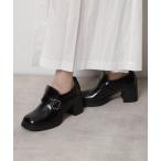 パンプス スクエアトゥベルトアンクルローファー