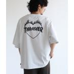 tシャツ 「THRASHER/スラッシャー」オーバーサイズ ヴィンテージライク ピグメント加工 ハートロゴ 半袖Tシャツ メンズ レディース