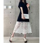 ショッピングシャツワンピース ワンピース レース切替Tシャツワンピース