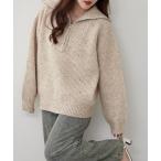 ニット セーター ネップ入りハーフジップニット レディース