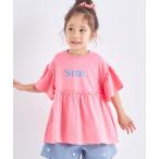 tシャツ 配色ロゴプリント ペプラムデザイン Tシャツ キッズ 子供服 女の子