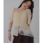 カーディガン sheer mesh velour cardigan / シアーメッシュベロアカーディガン レディース