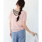 ニット セーター レースアップサマーニットトップス レディース