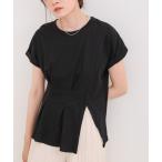 tシャツ フロントタックデザイン スリットトップス レディース
