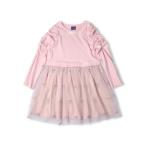 ワンピース 花柄チュールスカート長袖ワンピース キッズ 子供服 女の子