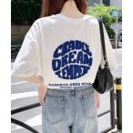 tシャツ バックサークル貼付チュニックTシャツ レディース