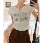 tシャツ テレコイーグルスタッズTシャツ レディース