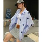 ブラウス シャツ ハート柄シャツ レディース