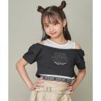 tシャツ 「コットン100%」肩あきレイヤード風短丈T キッズ 子供服 女の子