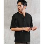 tシャツ ワッフルサーマル ヘンリーネック 半袖Tシャツ カットソー メンズ