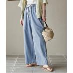 パンツ コットンレーヨンデニムワイドパンツ レディース