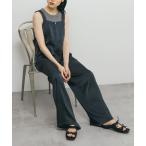 サロペット オーバーオール フロントZIPサテンサロペット レディース