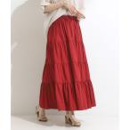 スカート 「洗える/S-LL」微光沢で華やかなティアードスカート