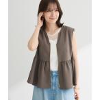 ベスト ジレ 麻調ペプラムzipベスト レディース