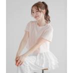tシャツ 裾ドッキング刺繍Tシャツ レディース