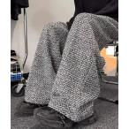 パンツ 「WARAIJOGO」ハイウエストツイードワイドパンツ(NEZ) レディース メンズ