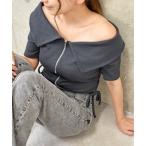 tシャツ ダブルジップオフショル レディース