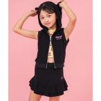 セットアップ パイルネコ耳ノースリーブフーディー×ティアードスカートセットアップ キッズ 子供服 女の子