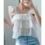 ブラウス シャツ シアー ティアード フリルブラウス レディース
