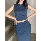 ニット セーター フーディーノースリニットトップス「セットアップ着用可能」 レディース