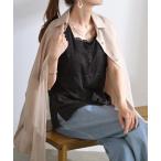 ショッピングタンクトップ レディース タンクトップ ノースリーブ カップ付き レースドッキングタンクトップ レディース