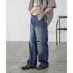 ショッピングダメージ ジーンズ コットンリネンダメージデニムパンツ メンズ