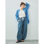 パンツ デニム/ツイル裾タックバレルパンツ レディース