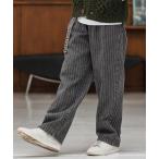 ジーンズ mp13866-Stripe Denim Two Tuck Wide Belted Pants ストライプデニムパンツ メンズ