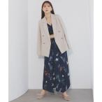 ジャケット テーラードジャケット リネンゴールドボタンダブルジャケット レディース