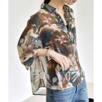 ショッピングブラウス ブラウス シャツ quaranciel:「洗濯機可能」シアー フラワー プリント シャツ ブラウス レディース