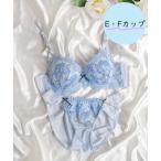 ショッピングブラジャー ショーツ セット ブラジャー ショーツセット 「EFサイズ」待望のEFサイズ！ビッグフラワー刺繍+脇高設計！胸元＆ショーツのリボンが可愛さをさらにひきたてます