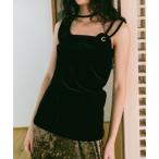タンクトップ ノースリーブ Strap Design Velour Tank Top レディース