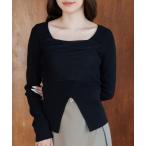 ニット セーター square decollete tulle knit tops（スクエアデコルテチュールニットトップス） レディース