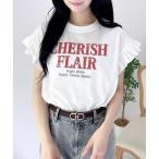 tシャツ 袖フリルロゴTシャツ レディース