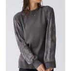 ショッピングベルーナ ニット セーター 袖レースデザインニットプルオーバー レディース