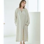 ルームウェア 部屋着 ガーゼストライプワンピース レディース