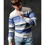 セーター ニット カスリボーダークルーネックニット メンズ