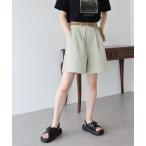 パンツ メッシュベルト付きハーフパンツ レディース