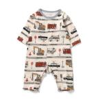 ベビー服 ロンパース カバーオール　はたらくくるまボーダー柄