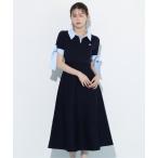 ワンピース ダブルカラーニットワンピース