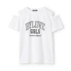 tシャツ 「接触冷感」肩開きテキストTシャツ キッズ 子供服 女の子