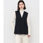 ショッピングジレ ベスト ジレ ウォッシャブルウールライクツイル ジレ レディース