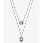 ネックレス ミックス ストーン パヴェ ダブル レイヤー ペンダント レディース